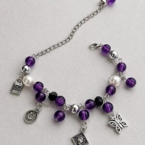 amethyst butterfly charm bracelet
