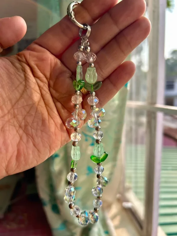 Crystal Beads Phone Charm green Crystal Beads Phone Charm, green
